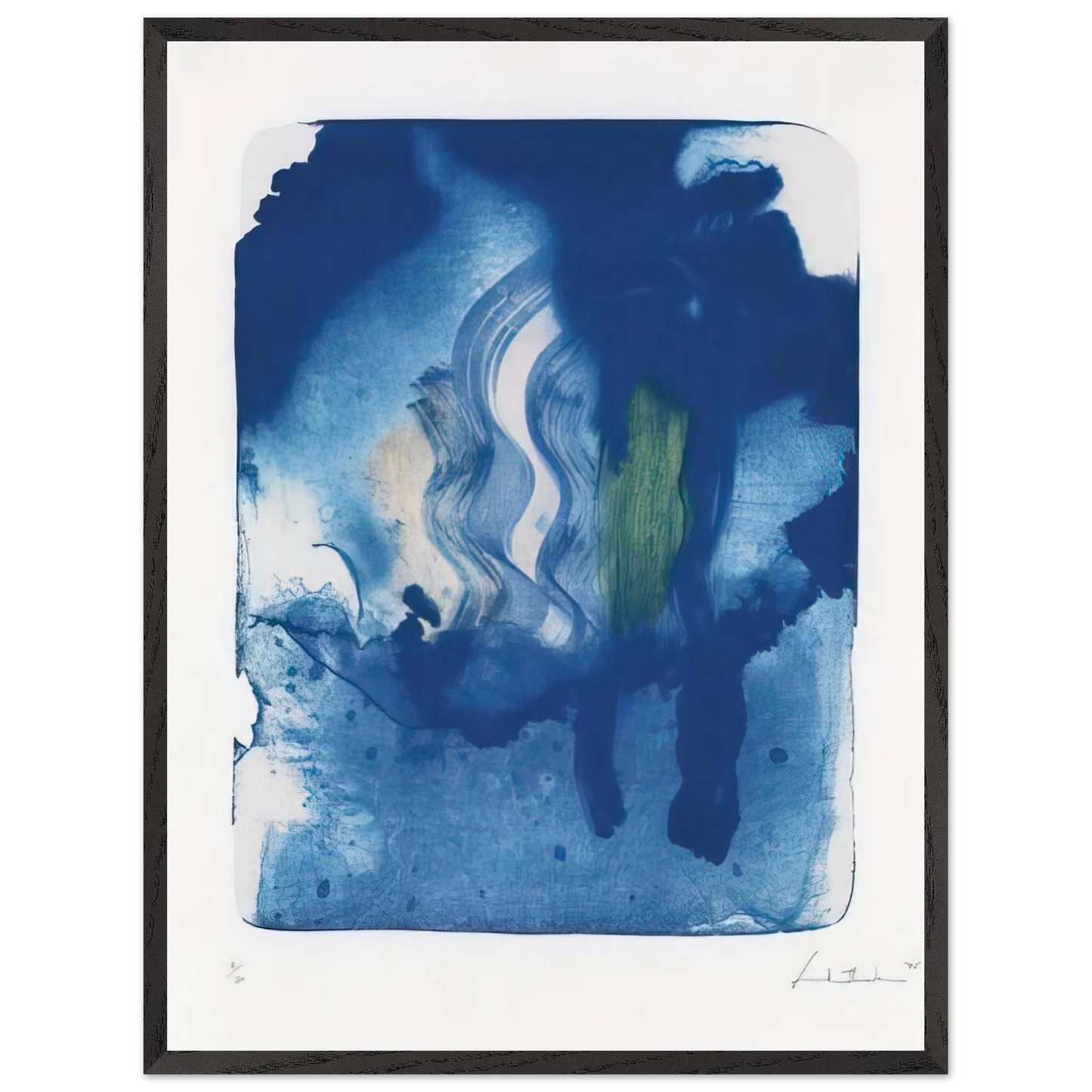 Helen Frankenthaler - Reflections V - 1995 Wall art - 70x100 cm / 28x40 inches - Premium Wooden Framed Poster With Fine Art Paper - White frame