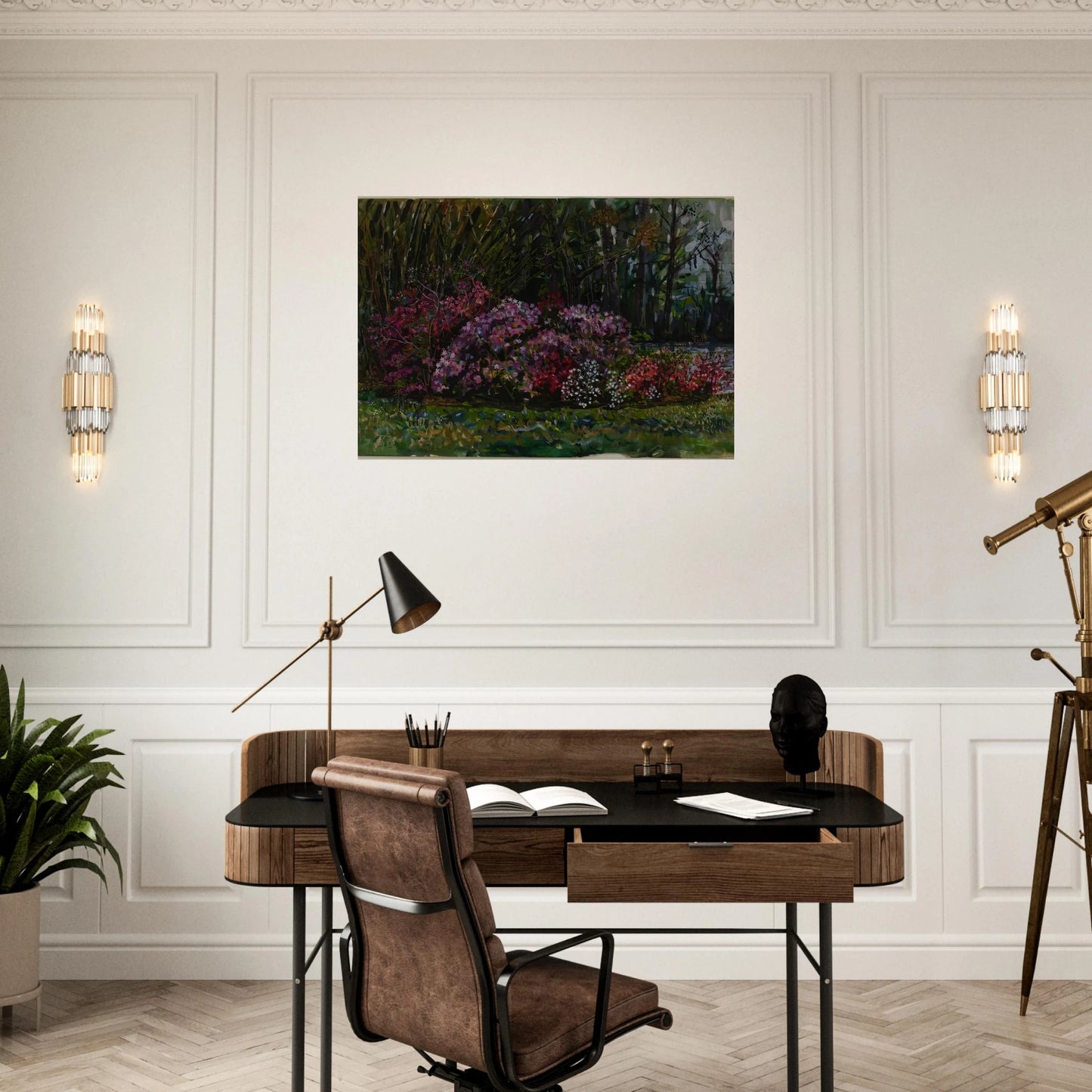 ALICIA S AZALEAS ON ST MARY S RIVER - Ivan Albright Brushed Aluminum Print - 70x100 cm / 28x40 inches | Ivan Albright Aluminum Print | Ivan Albright Prints