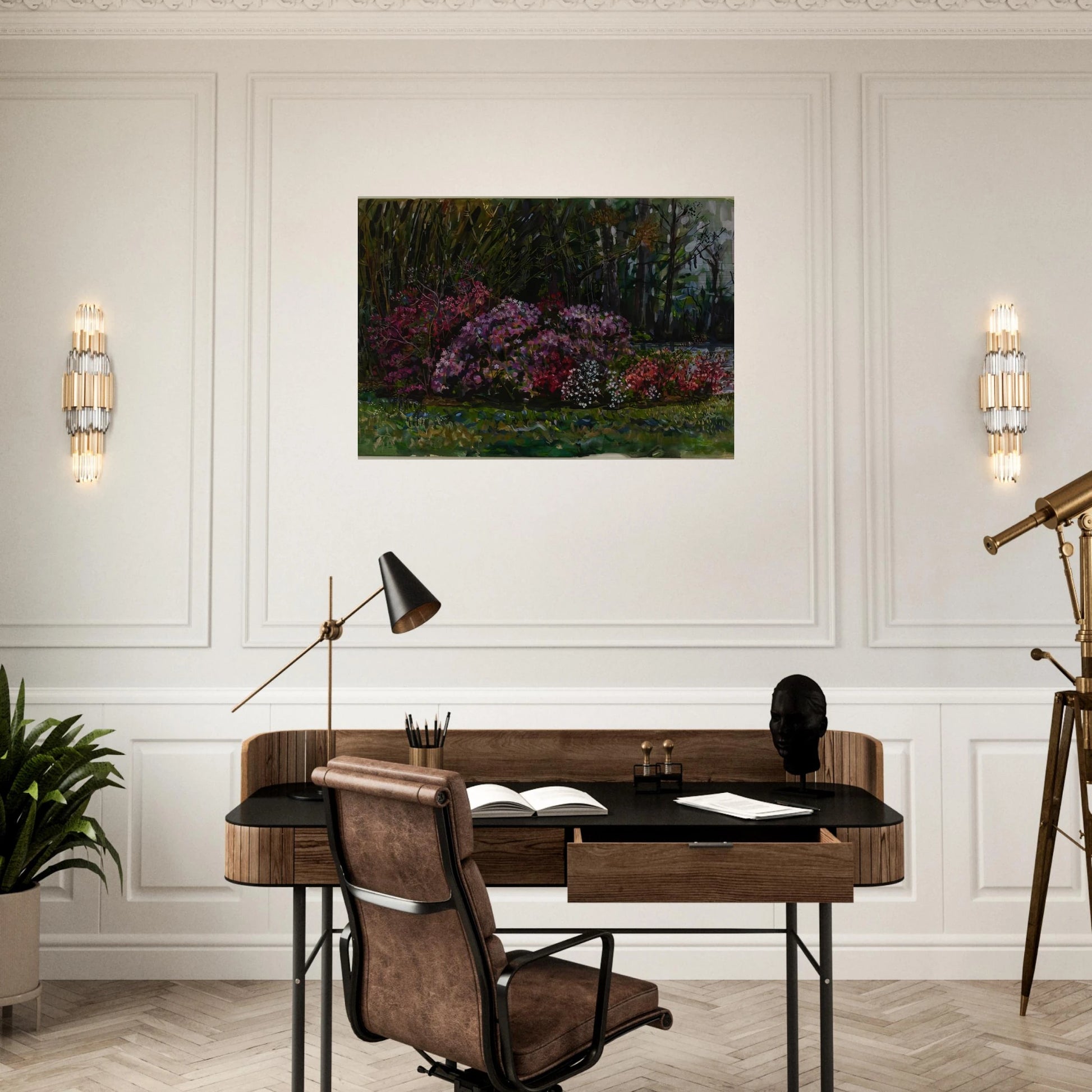 ALICIA S AZALEAS ON ST MARY S RIVER - Ivan Albright Brushed Aluminum Print - 70x100 cm / 28x40 inches | Ivan Albright Aluminum Print | Ivan Albright Prints