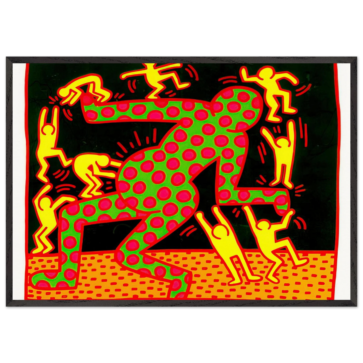 UNTITLED 1983 2 N2 - Keith Haring Framed Art Print – Black Wooden Frame - Default Title - -Framed Art Print