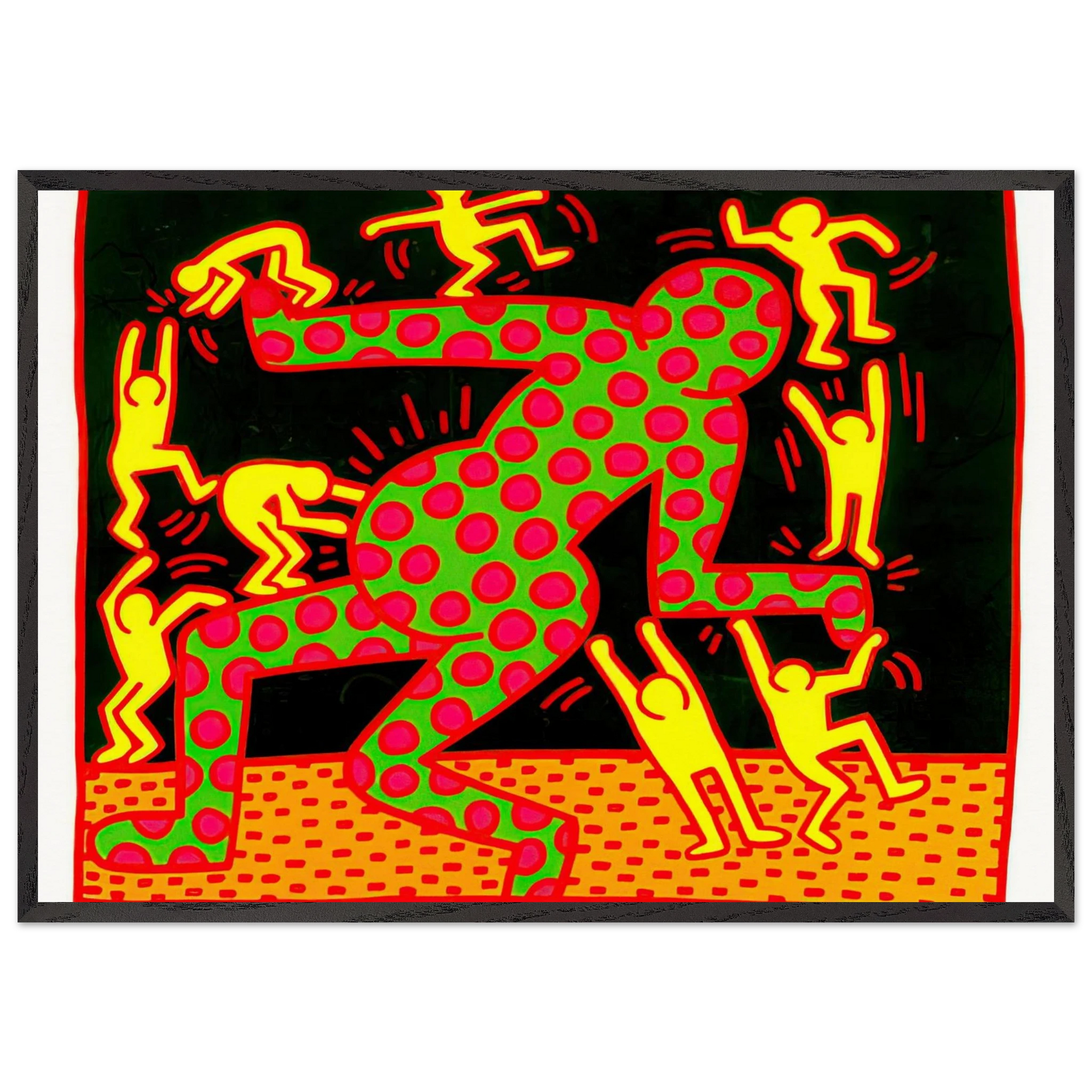 UNTITLED 1983 2 N2 - Keith Haring Framed Art Print – Black Wooden Frame - Default Title - -Framed Art Print