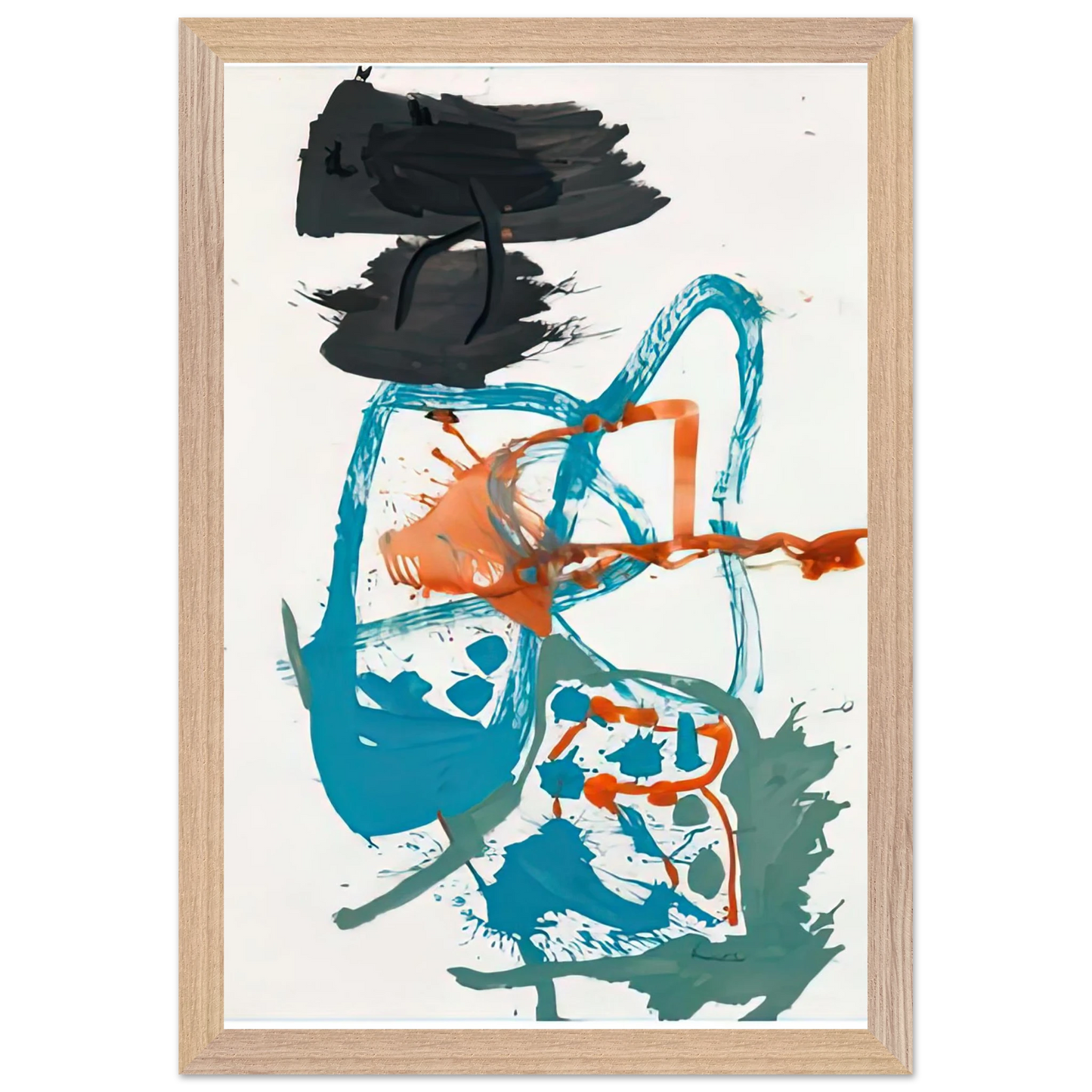 Helen Frankenthaler - Winter Figure with Black Overhead, 1959- Wall Art - 21x29.7 cm / 8x12" - Premium Wooden Framed Poster With Fine Art Paper - White frame