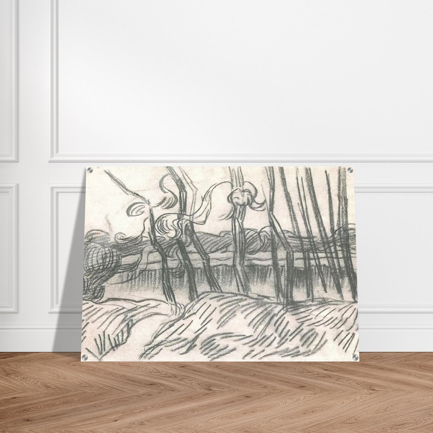 A Row of Bare Trees - Vincent van Gogh Acrylic Print - 70x100 cm / 28x40″ inches