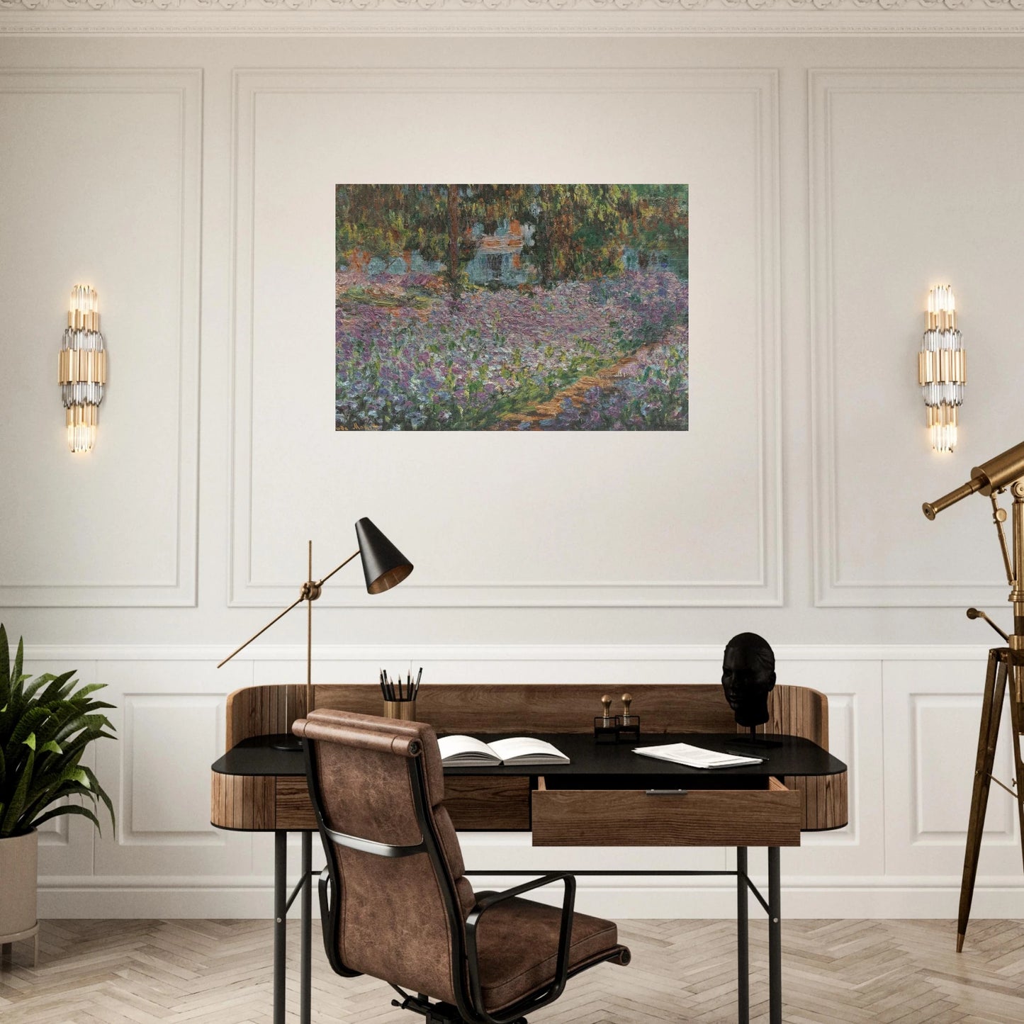 The Artist's Garden at Giverny - claude monet Brushed Aluminum Print - 70x100 cm / 28x40 inches | claude monet Aluminum Print | claude monet Prints