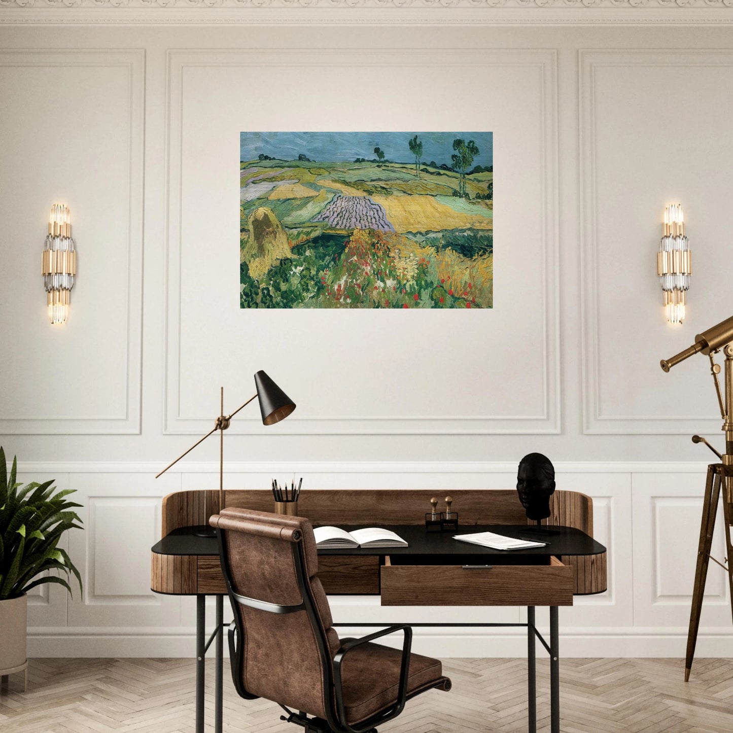 Wheatfields - Vincent van Gogh Brushed Aluminum Print - 70x100 cm / 28x40 inches | Vincent van Gogh Aluminum Print | Vincent van Gogh Prints