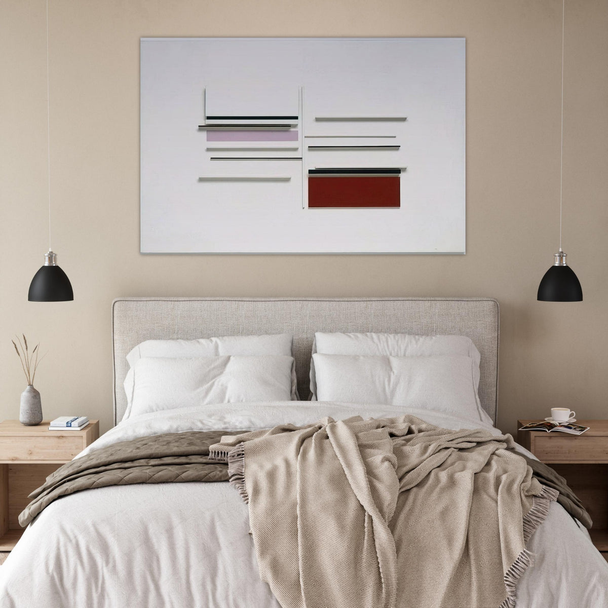 Abstract in White, Black, Indian and Lilac - 1957 - Victor Pasmore Art Prints - 100x150 cm / 40x60″ inches | Victor Pasmore Poster | Victor Pasmore Prints