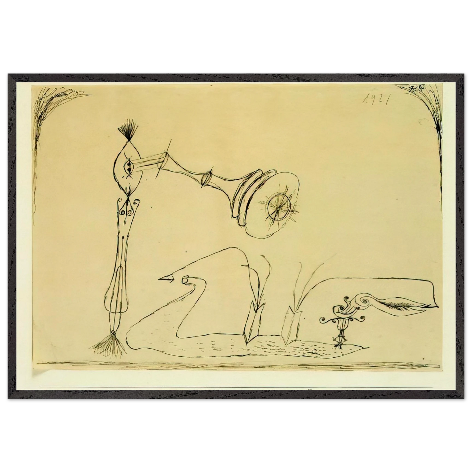 APPARATUS FOR THE MAGNETIC TREATMENT OF PLANTS 1908 - Paul Klee Framed Art Print – Black Wooden Frame - Default Title - -Framed Art Print