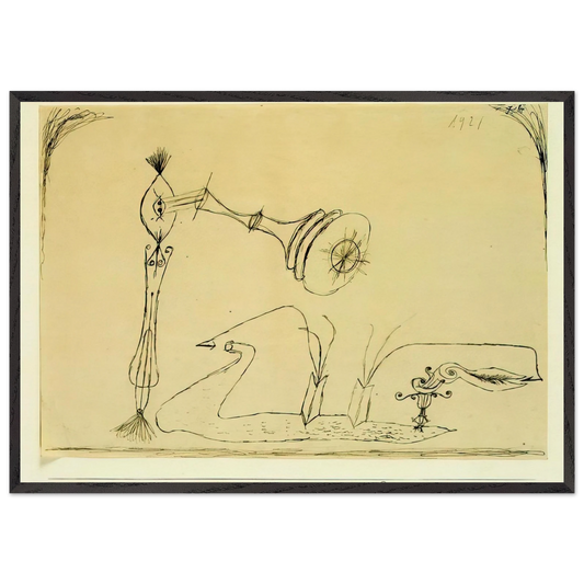 APPARATUS FOR THE MAGNETIC TREATMENT OF PLANTS 1908 - Paul Klee 70x100 cm / 28x40 inches Framed Art Print – Black Wooden Frame
