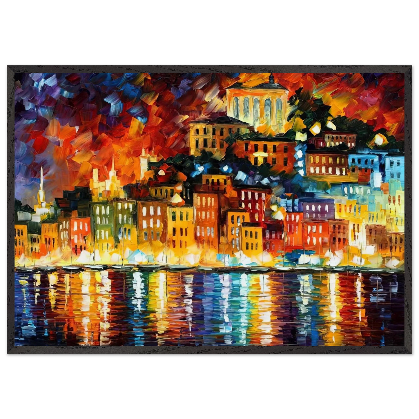 Leonid Afremov N7 - Leonid Afremov 70x100 cm / 28x40 inches Framed Art Print – Black Wooden Frame