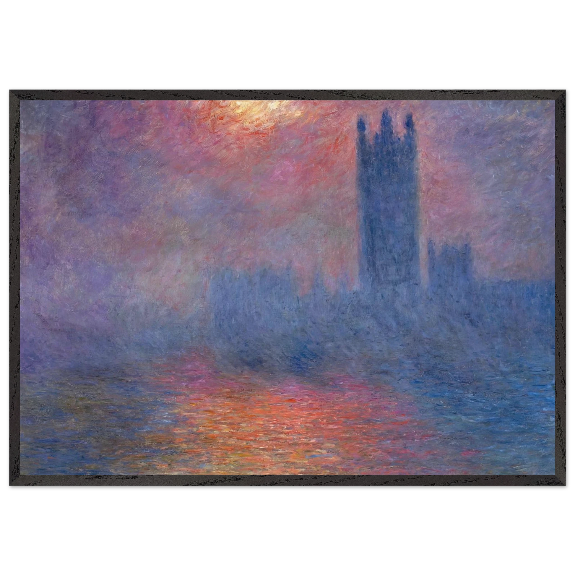 Houses of Parliament London Sun Breaking Through - claude monet Framed Art Print – Black Wooden Frame - Default Title - -Framed Art Print