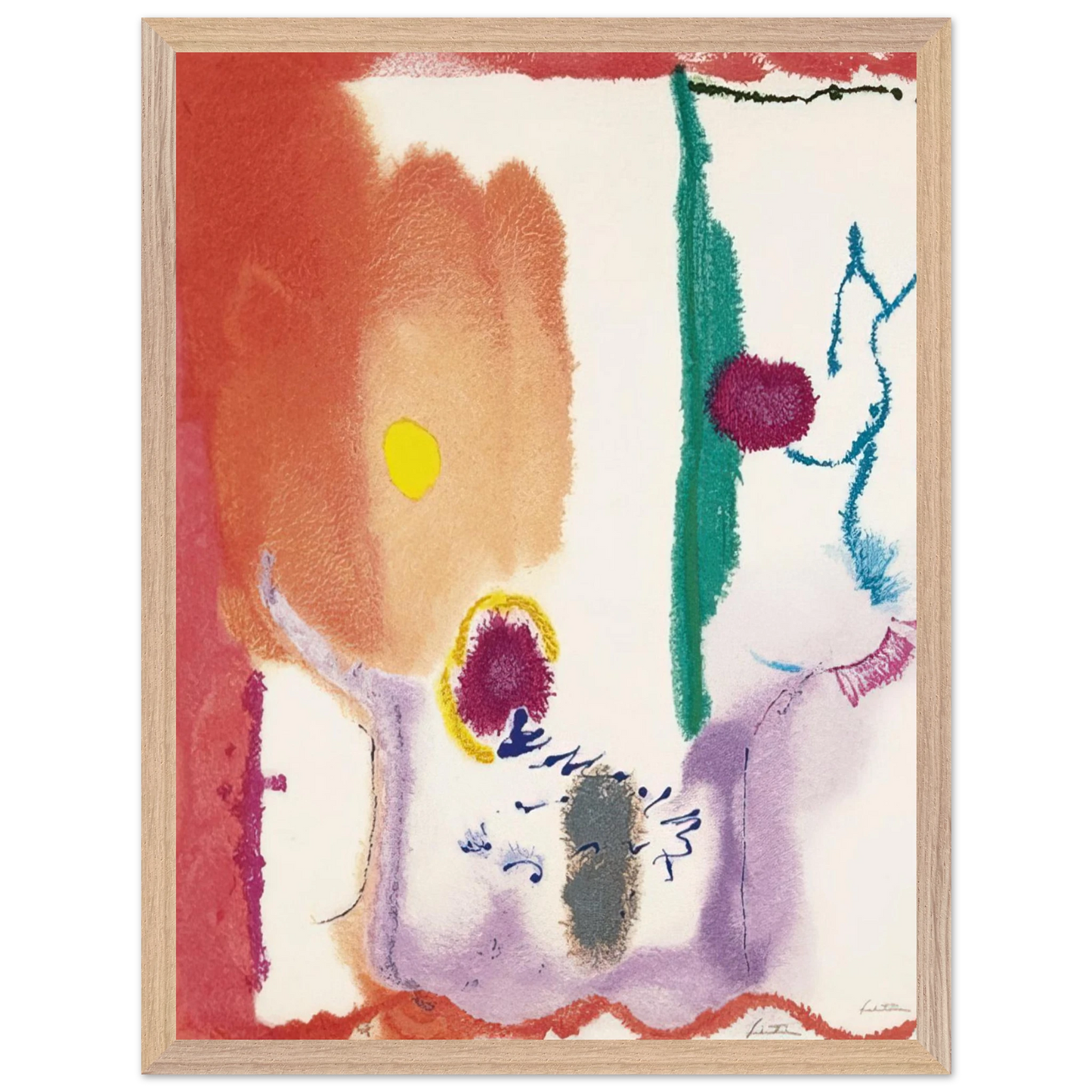 Helen Frankenthaler - Beginnings - 2002 Wall art - 30x45 cm / 12x18 inches - Premium Wooden Framed Poster With Fine Art Paper - White frame