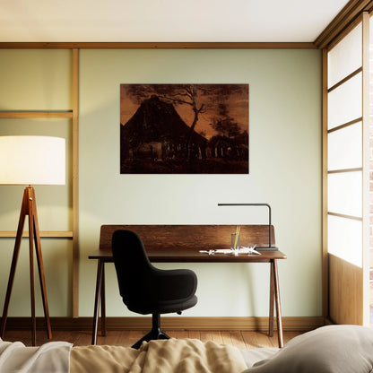 Cottage with Trees - Vincent van Gogh Brushed Aluminum Print - 70x100 cm / 28x40 inches | Vincent van Gogh Aluminum Print | Vincent van Gogh Prints