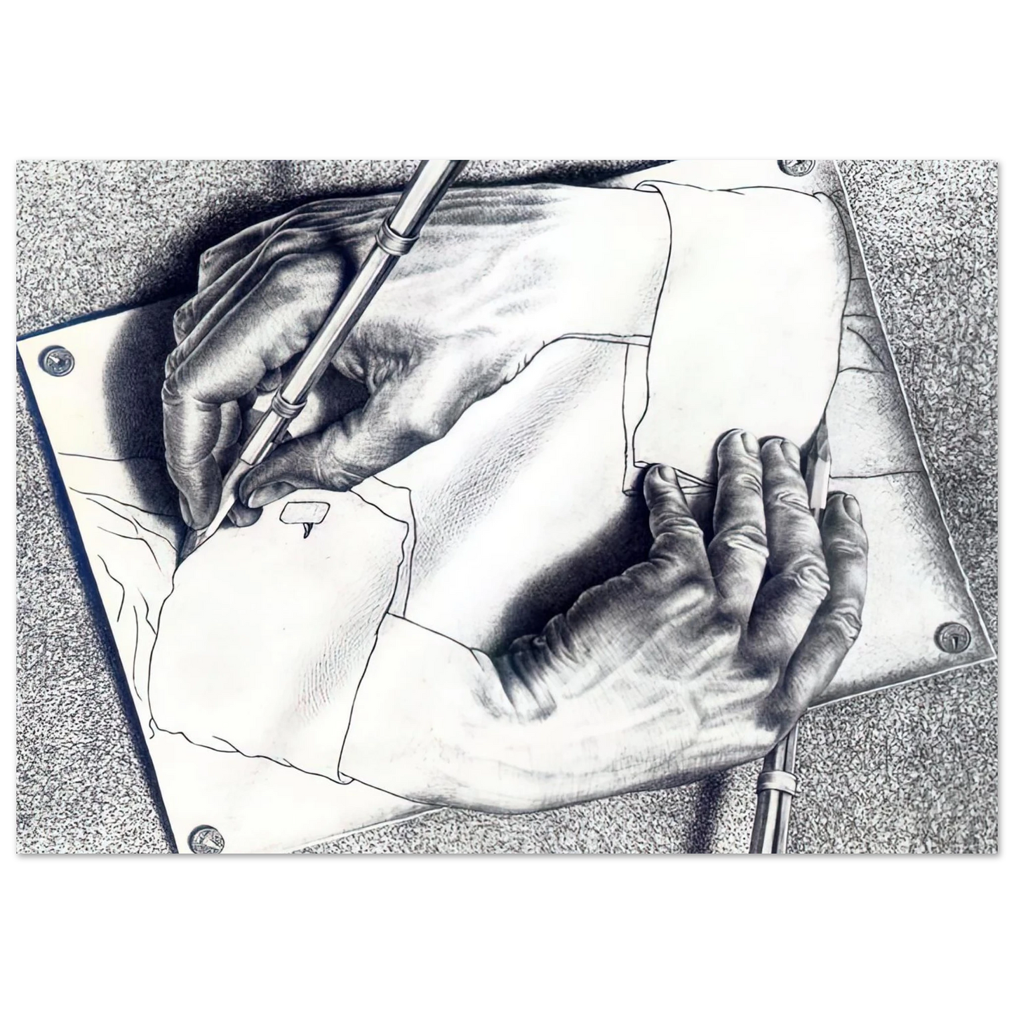 MC Escher - DRAWING HANDS Wall Art - 60x80 cm / 24x32 inches - Fine Art Poster - -