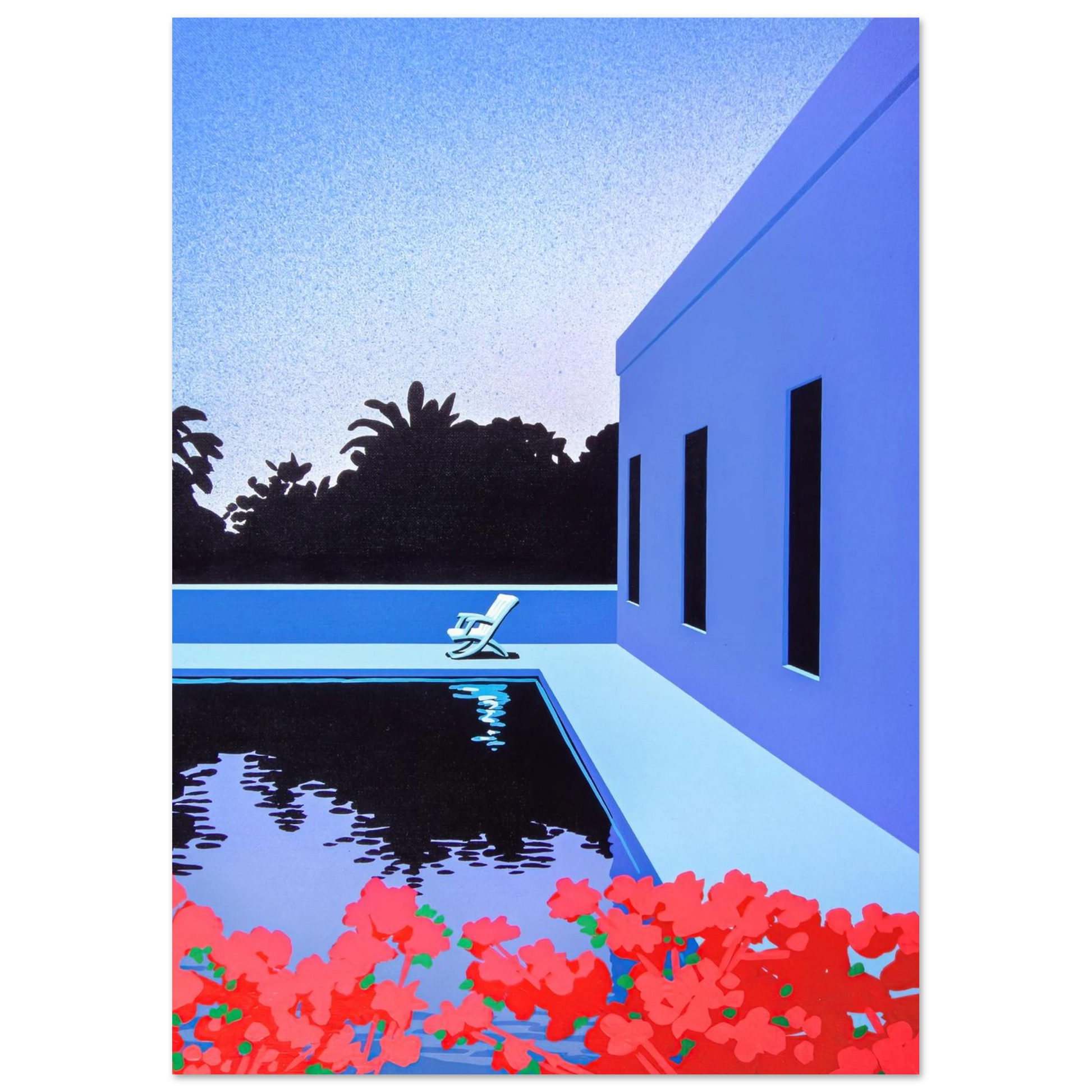 Hiroshi Nagai - Longs for Summer Wall Art - 60x80 cm / 24x32 inches - Premium Wooden Framed Poster With Fine Art Paper - Black frame