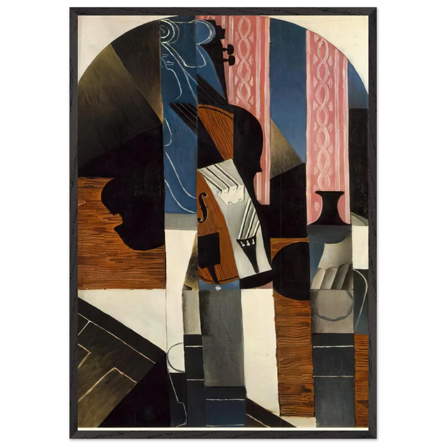 VIOLIN AND INK BOTTLE ON A TABLE 1913 - Juan Gris Framed Art Print – Black Wooden Frame - Default Title - -Framed Art Print