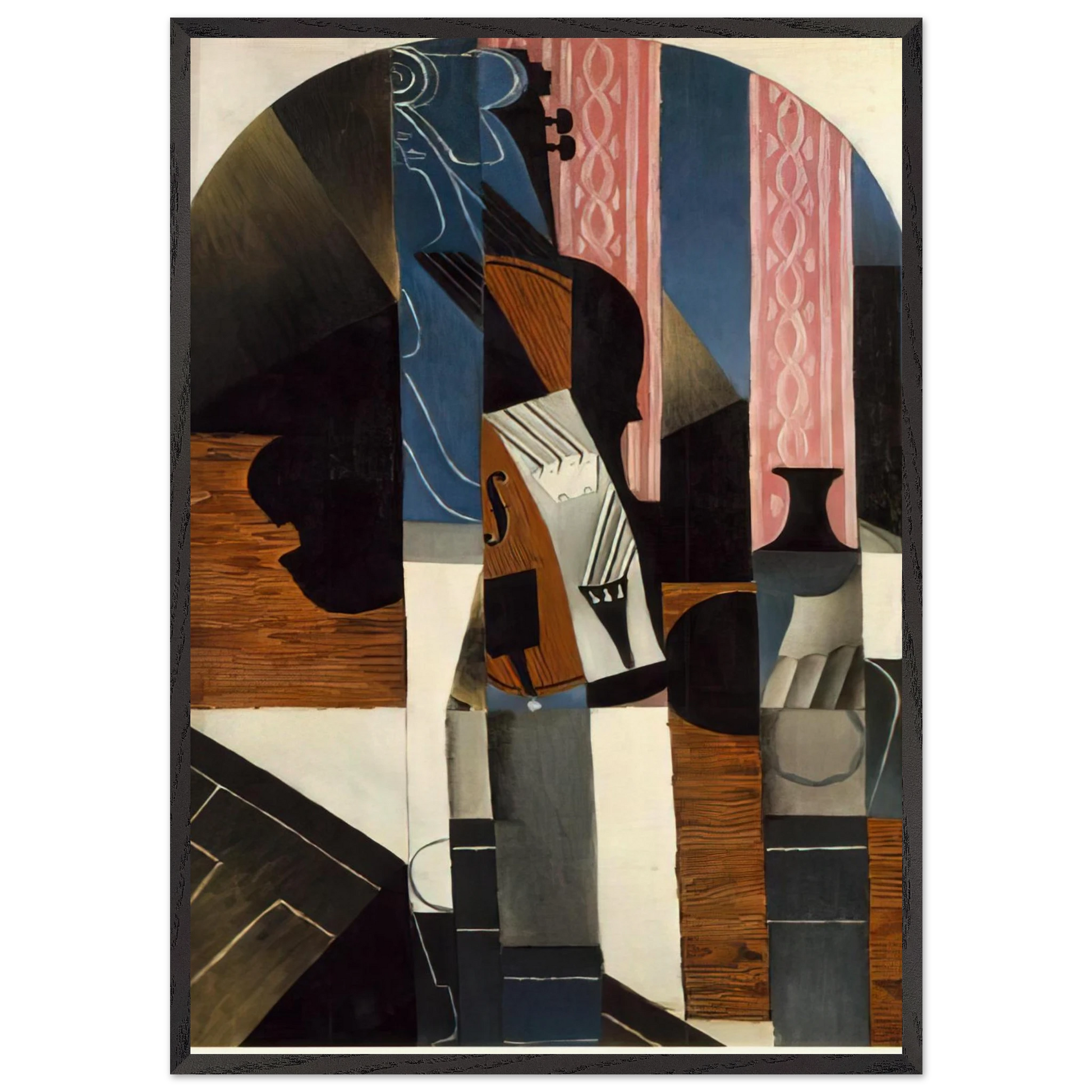 VIOLIN AND INK BOTTLE ON A TABLE 1913 - Juan Gris Framed Art Print – Black Wooden Frame - Default Title - -Framed Art Print