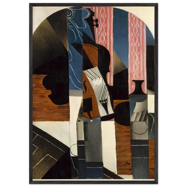 VIOLIN AND INK BOTTLE ON A TABLE 1913 - Juan Gris 70x100 cm / 28x40 inches Framed Art Print – Black Wooden Frame
