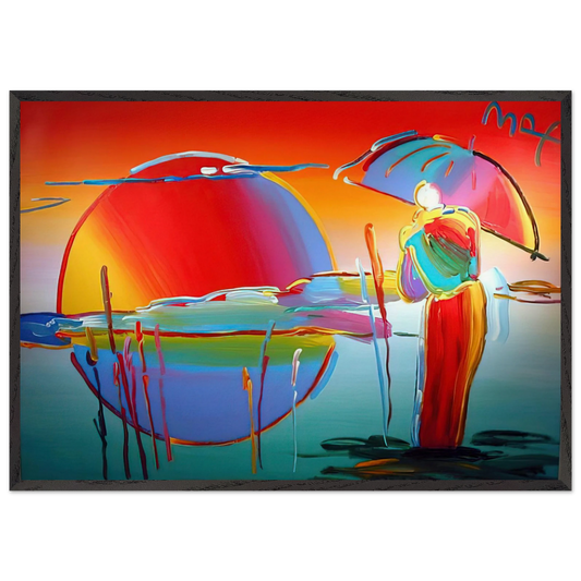 BUDDHA MOON MONK SUNRISE 1999 - Peter Max Framed Art Print – Black Wooden Frame - Default Title - -Framed Art Print