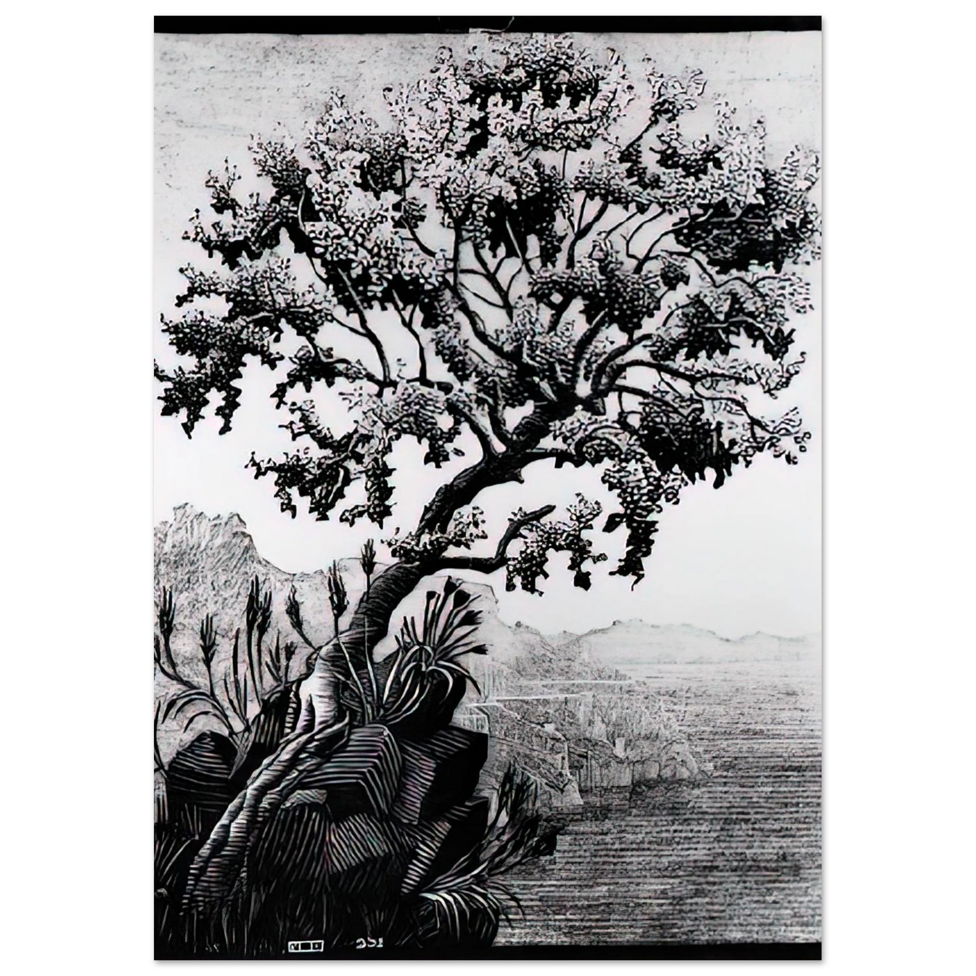 MC Escher - ESCHER (14) Wall Art - 30x40 cm / 12x16 inches - Premium Wooden Framed Poster With Fine Art Paper - White frame