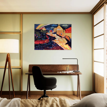MURNAU WITH RAINBOW 1909 - Wassily Kandinsky Brushed Aluminum Print - 70x100 cm / 28x40 inches | Wassily Kandinsky Aluminum Print | Wassily Kandinsky Prints