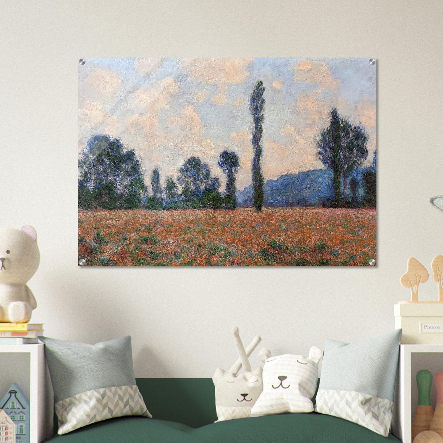 Poppy Field in Giverny 03 - claude monet Acrylic Print - 70x100 cm / 28x40″ inches | claude monet Wall Art | claude monet Prints