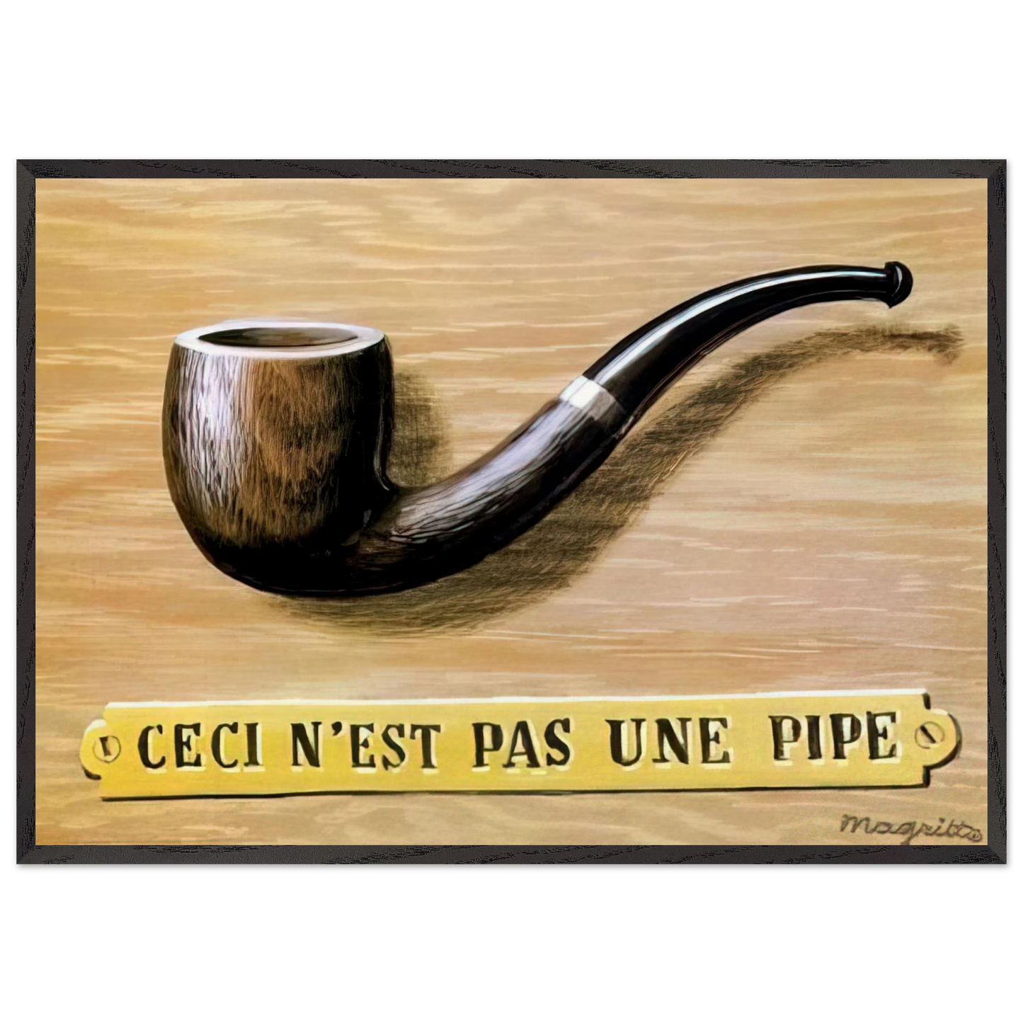 THE TREACHERY OF IMAGES THIS IS NOT A PIPE 1966 - Rene Magritte Framed Art Print – Black Wooden Frame - Default Title - -Framed Art Print
