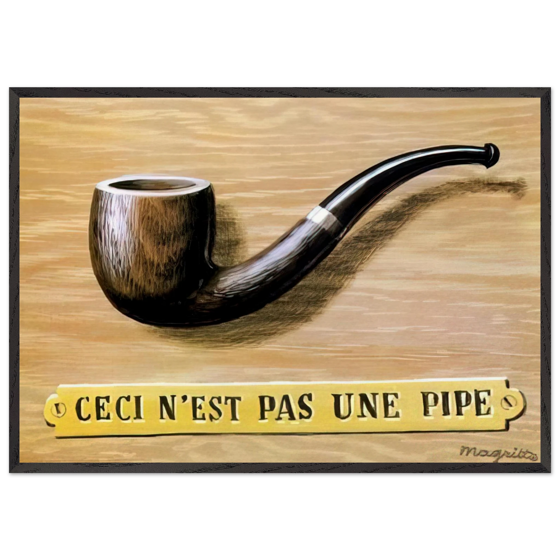 THE TREACHERY OF IMAGES THIS IS NOT A PIPE 1966 - Rene Magritte Framed Art Print – Black Wooden Frame - Default Title - -Framed Art Print