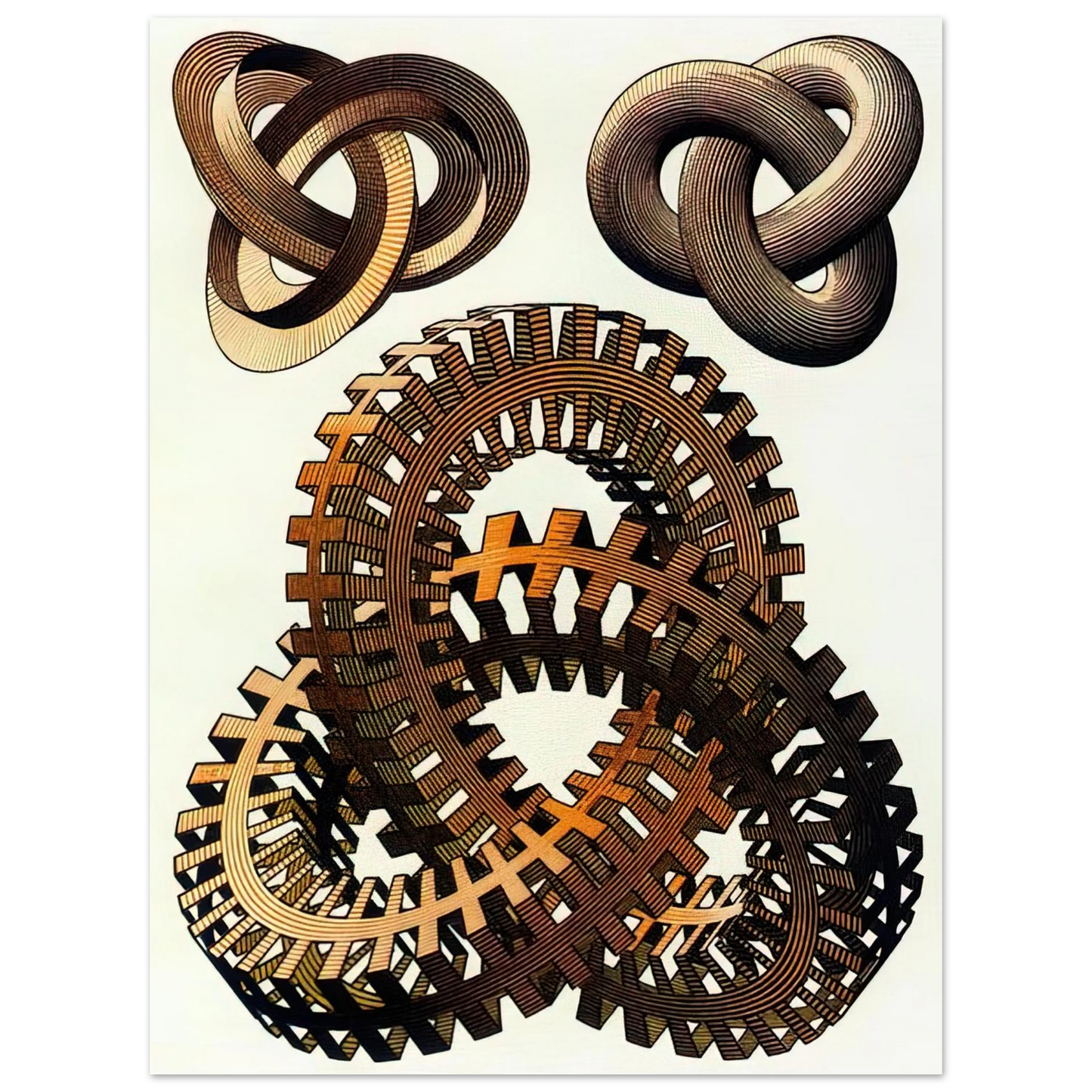 MC Escher - KNOTS COLOUR Wall Art - 60x80 cm / 24x32 inches - Premium Wooden Framed Poster With Fine Art Paper - Black frame