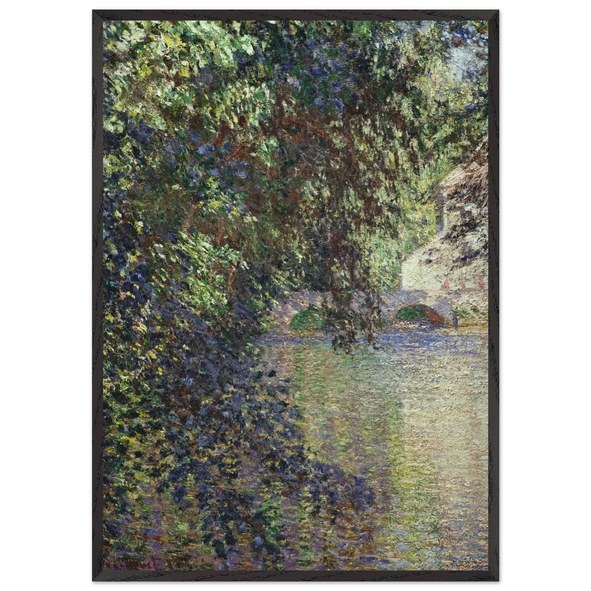 Watermill at Limetz - claude monet Framed Art Print – Black Wooden Frame - Default Title - -Framed Art Print