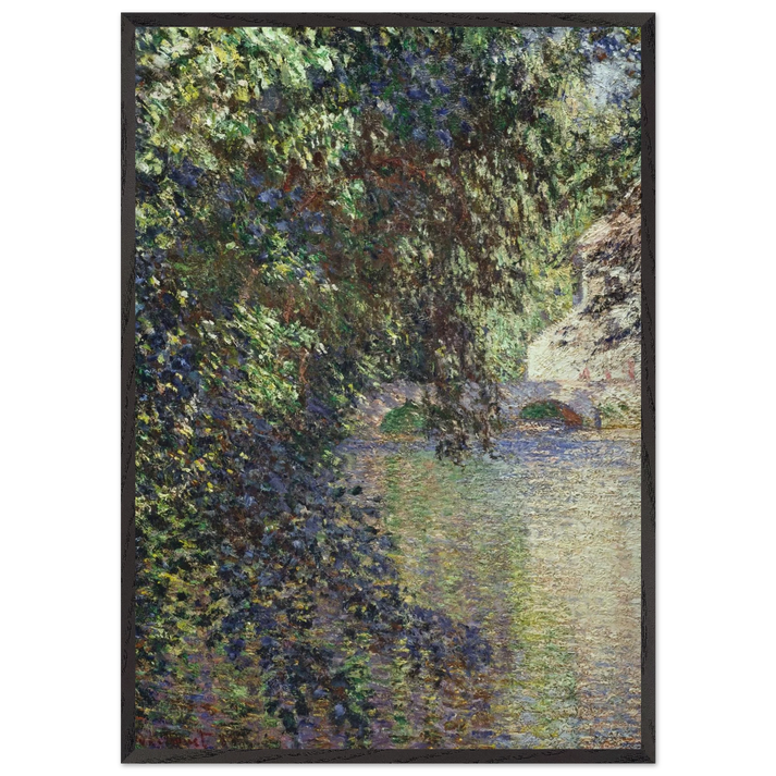 Watermill at Limetz - claude monet 70x100 cm / 28x40 inches Framed Art Print – Black Wooden Frame