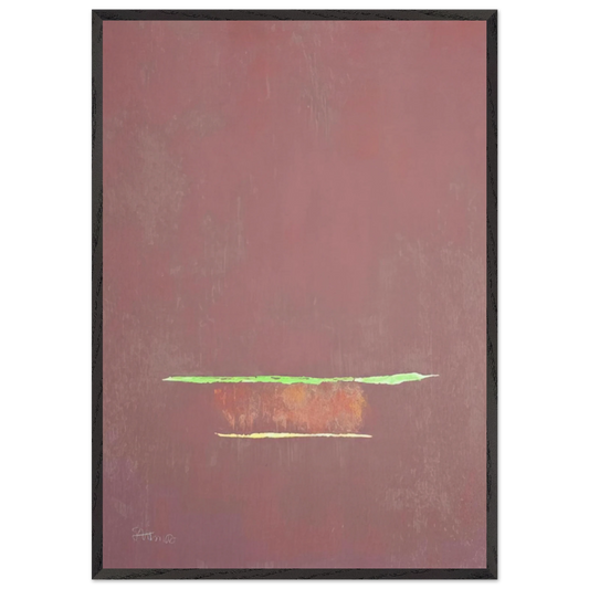 Purple Color Field with Two Green Lines - Color Field Painting - Theodoros Stamos Framed Art Print – Black Wooden Frame - Default Title - -Framed Art Print