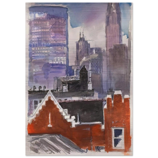 Untitled cityscape - 1986 - Paul Thek Brushed Aluminum Print - 70x100 cm / 28x40 inches | Paul Thek Aluminum Print | Paul Thek Prints