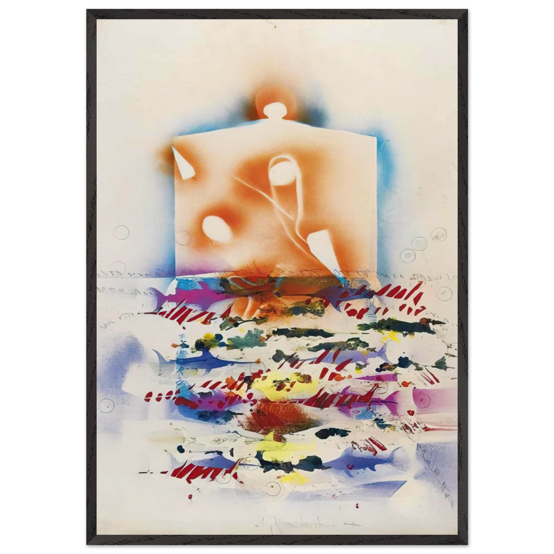 PESCI SPADA 1988 - Alighiero Boetti Framed Art Print – Black Wooden Frame - Default Title - -Framed Art Print