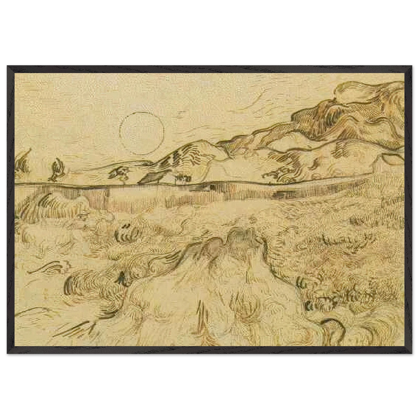 Enclosed Wheat Field with Reaper - Vincent van Gogh Framed Art Print – Black Wooden Frame - Default Title - -Framed Art Print