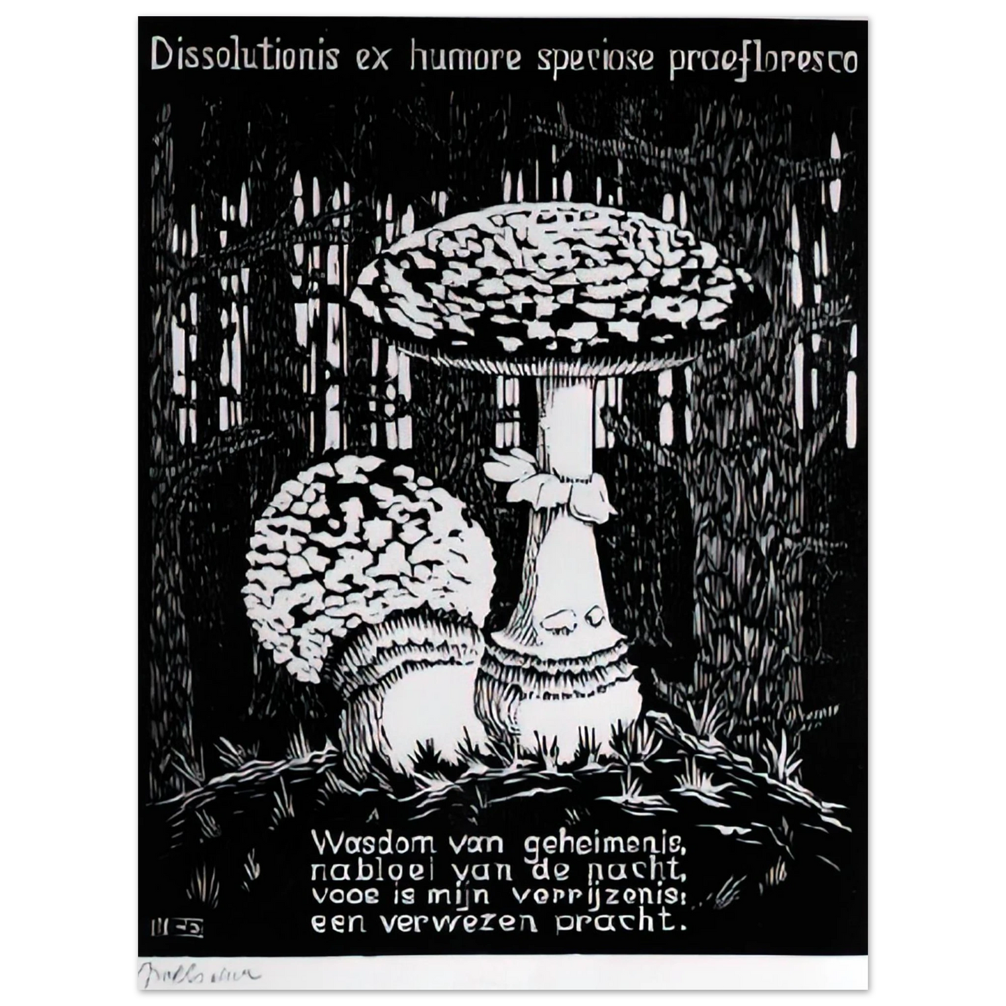 MC Escher - EMBLEMATA TOADSTOOL Wall Art - 60x80 cm / 24x32 inches - Premium Wooden Framed Poster With Fine Art Paper - Wood frame