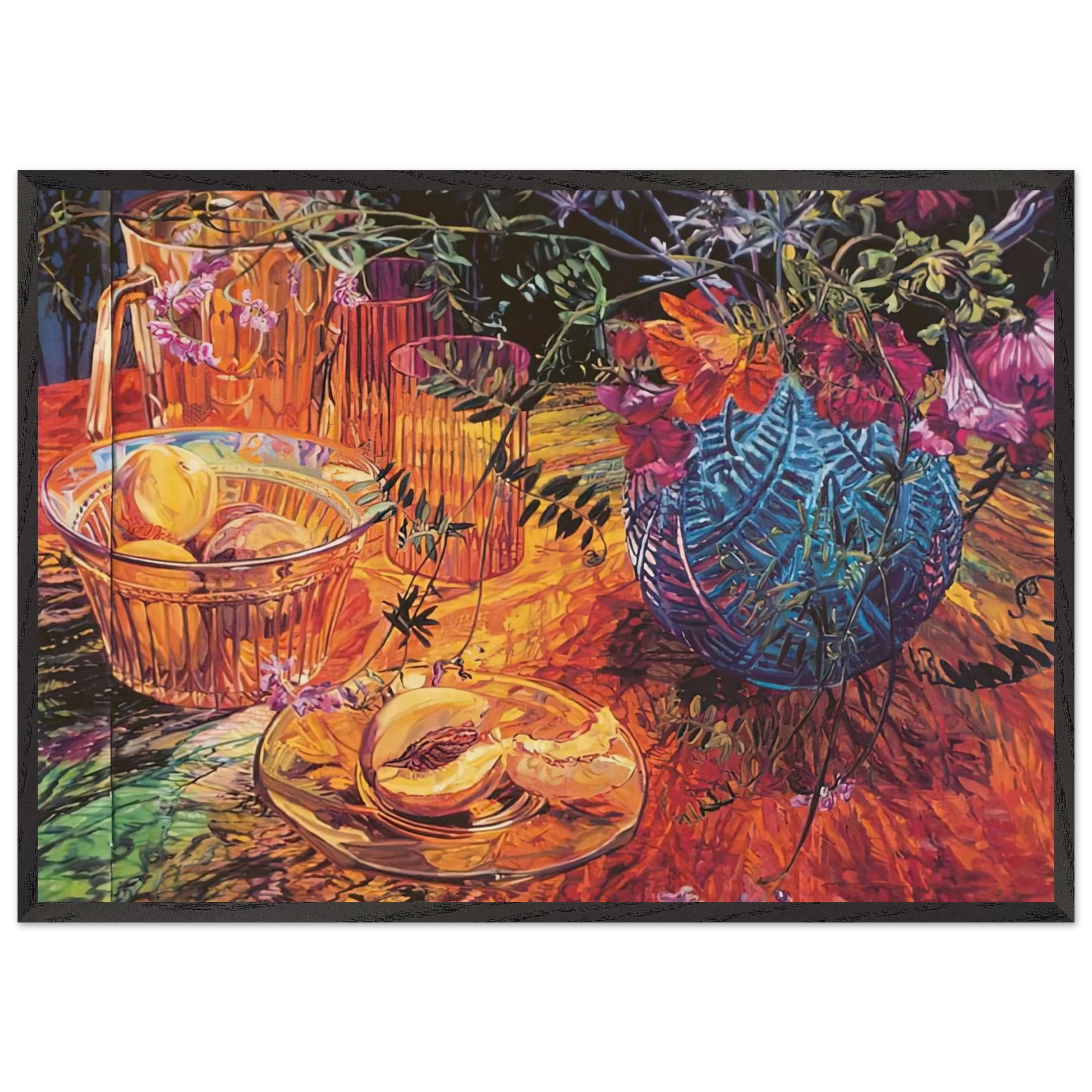 CUT PEACH BLUE VASE 1993 - Janet Fish Framed Art Print – Black Wooden Frame - Default Title - -Framed Art Print