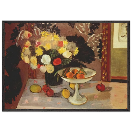 STILL LIFE BOUQUET AND COMPOTIER 1925 - Henri Matisse 70x100 cm / 28x40 inches Framed Art Print – Black Wooden Frame