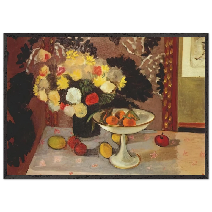 STILL LIFE BOUQUET AND COMPOTIER 1925 - Henri Matisse 70x100 cm / 28x40 inches Framed Art Print – Black Wooden Frame