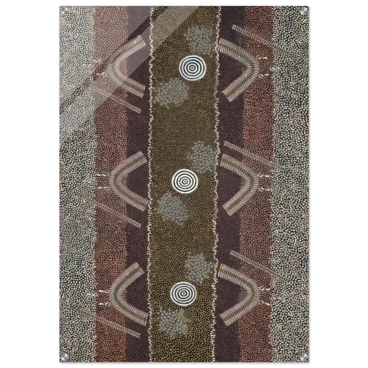 Ground and Body Designs Used in Ceremonies at Arranki on Mt Allan Station - 1982 - Clifford Possum Tjapaltjarri Acrylic Print - 70x100 cm / 28x40″ inches | Clifford Possum Tjapaltjarri Wall Art | Clifford Possum Tjapaltjarri Prints