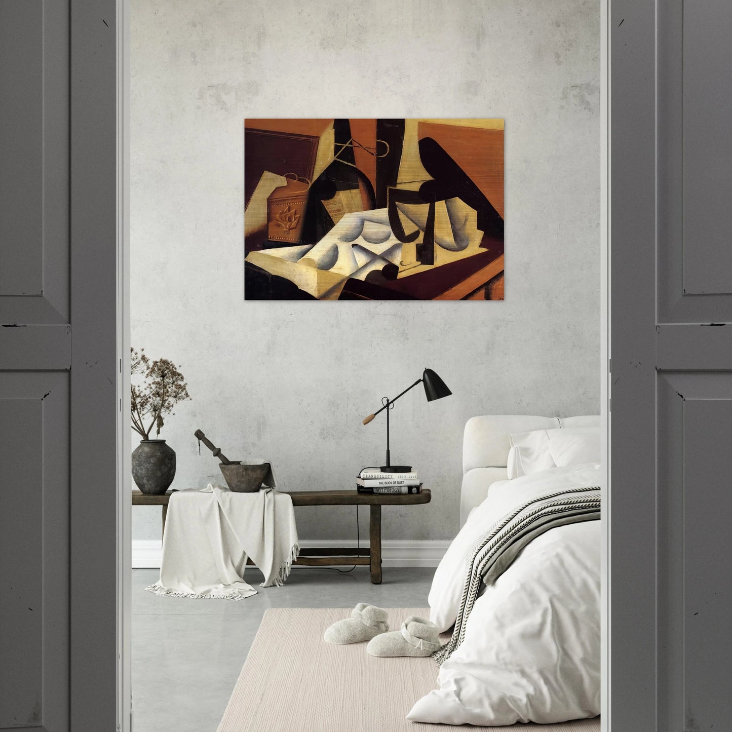 STILL LIFE WITH WHITE TABLECLOTH 1916 - Juan Gris Brushed Aluminum Print - 70x100 cm / 28x40 inches | Juan Gris Aluminum Print | Juan Gris Prints