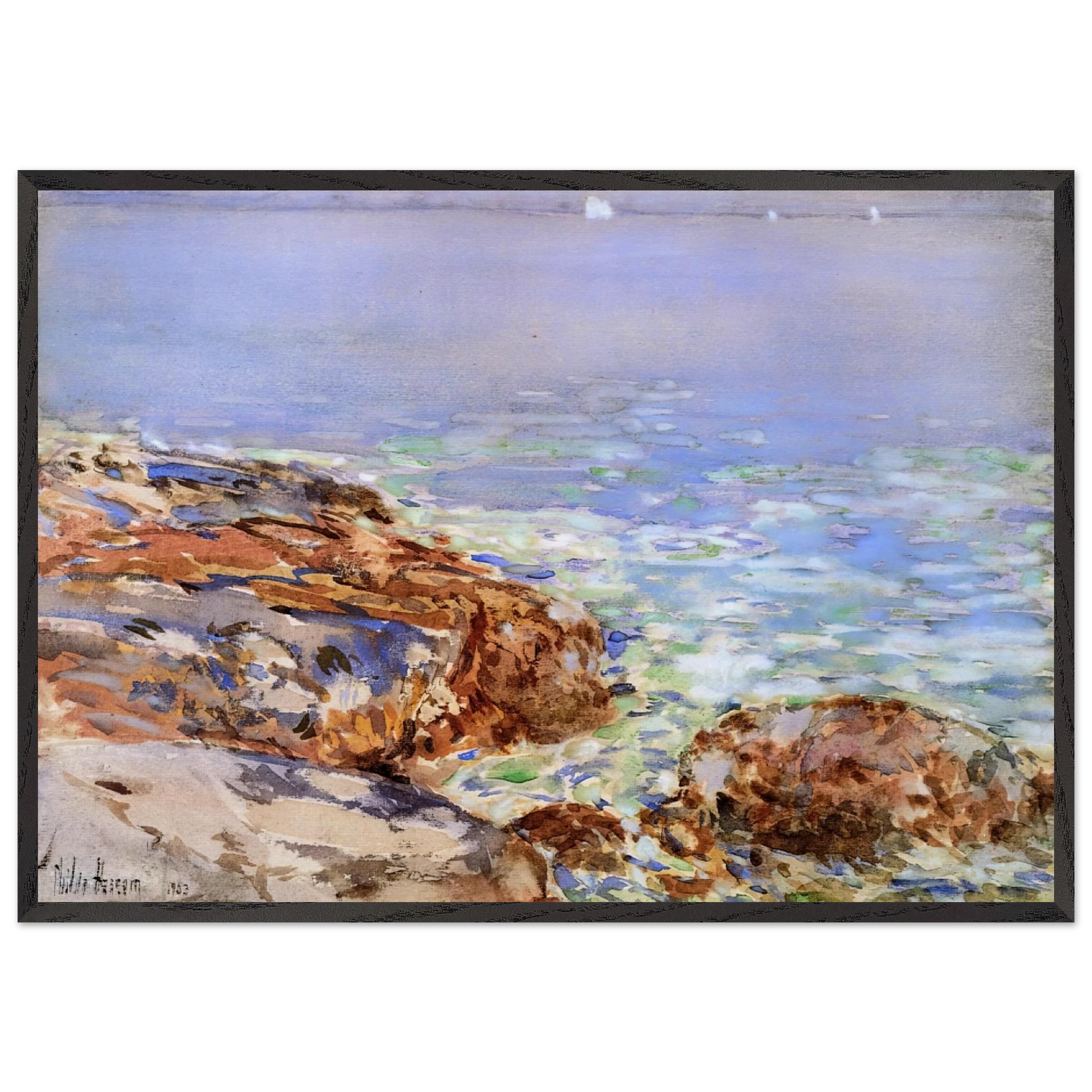 Seascape Isles of Shoals - Childe Hassam Framed Art Print – Black Wooden Frame - Default Title - -Framed Art Print