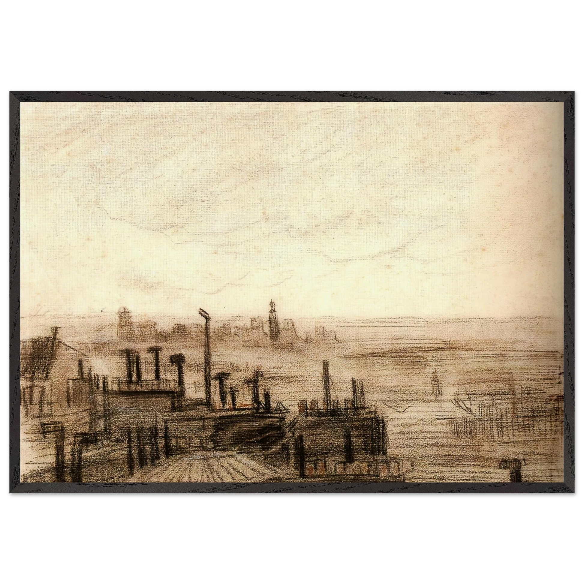 View of Paris with the Hotel de Ville and the Tour-Saint-Jacques - Vincent van Gogh Framed Art Print – Black Wooden Frame - Default Title - -Framed Art Print