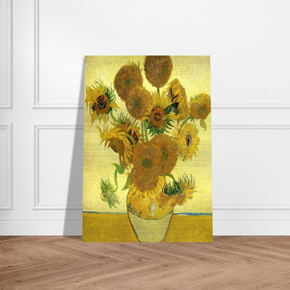 Still Life - Vase with Fifteen Sunflowers - Vincent van Gogh Brushed Aluminum Print - 70x100 cm / 28x40 inches | Vincent van Gogh Aluminum Print | Vincent van Gogh Prints