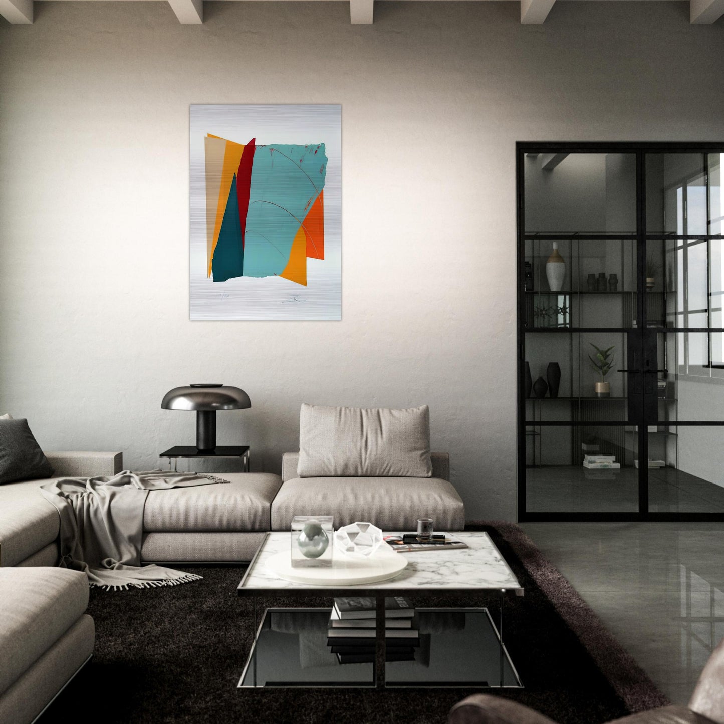 Red Line II - 1979 - Larry Zox Brushed Aluminum Print - 70x100 cm / 28x40 inches | Larry Zox Aluminum Print | Larry Zox Prints