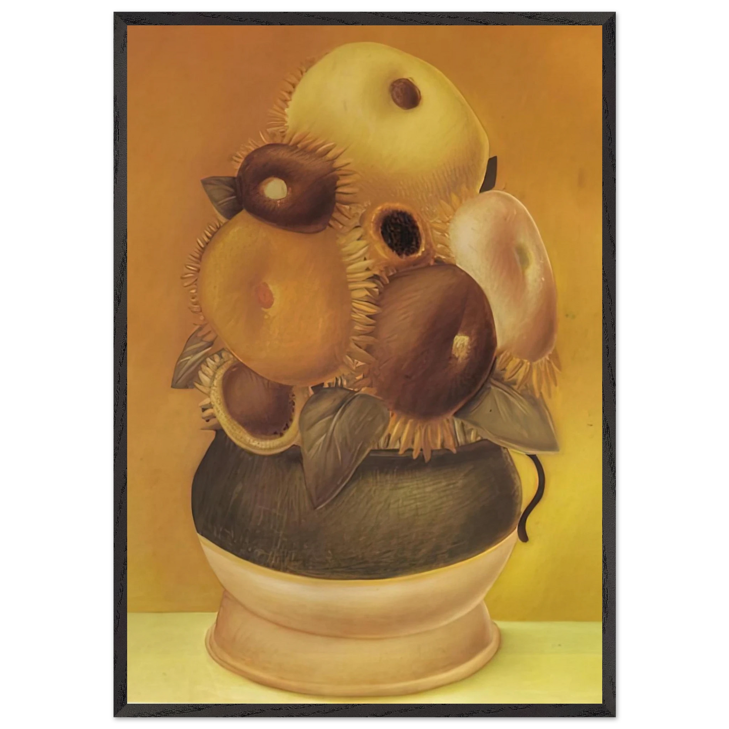 SUNFLOWERS N1 - Fernando Botero Framed Art Print – Black Wooden Frame - Default Title - -Framed Art Print