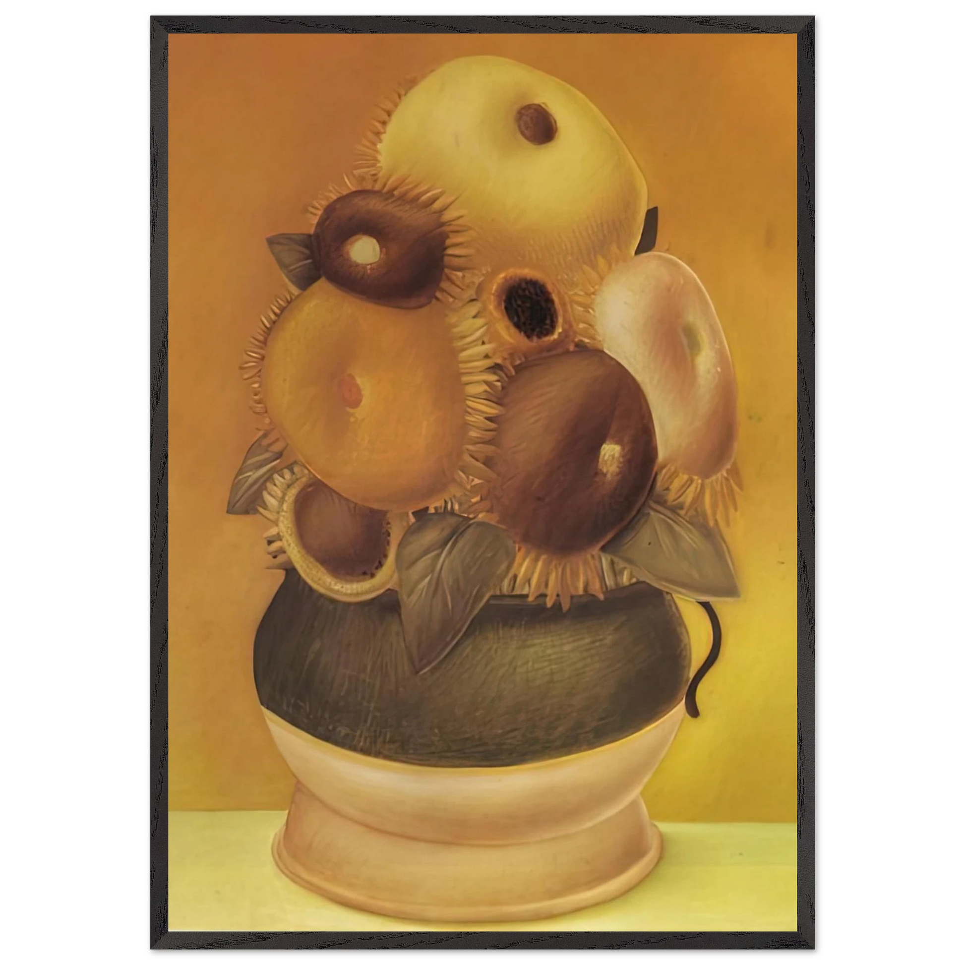SUNFLOWERS N1 - Fernando Botero Framed Art Print – Black Wooden Frame - Default Title - -Framed Art Print