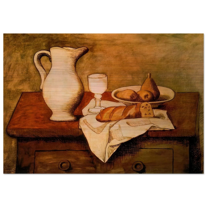 Still life with jug and bread - 1921 - Pablo Picasso Brushed Aluminum Print - 70x100 cm / 28x40 inches | Pablo Picasso Aluminum Print | Pablo Picasso Prints