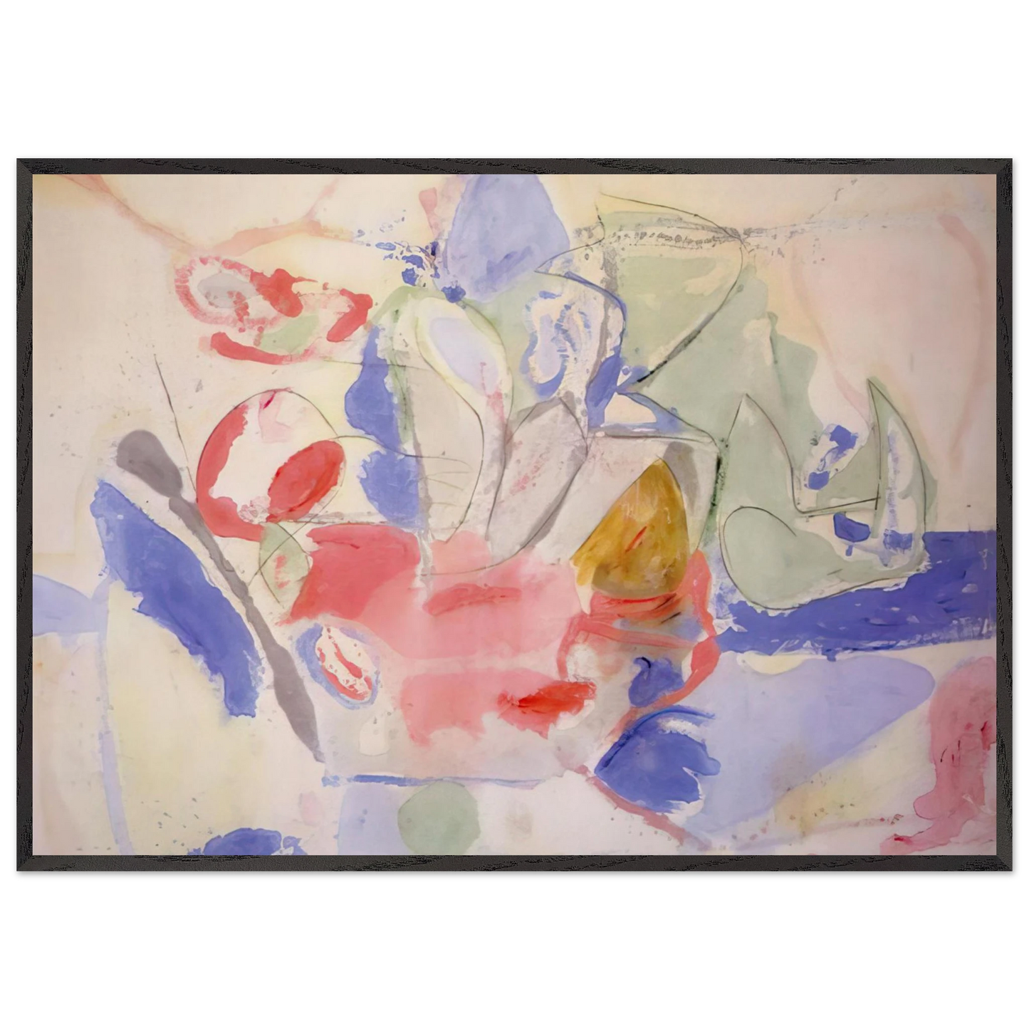 Helen Frankenthaler - Mountains and Sea - 1952 Wall art - 15x20 cm / 6x8 Inches - Premium Wooden Framed Poster With Fine Art Paper - Black frame