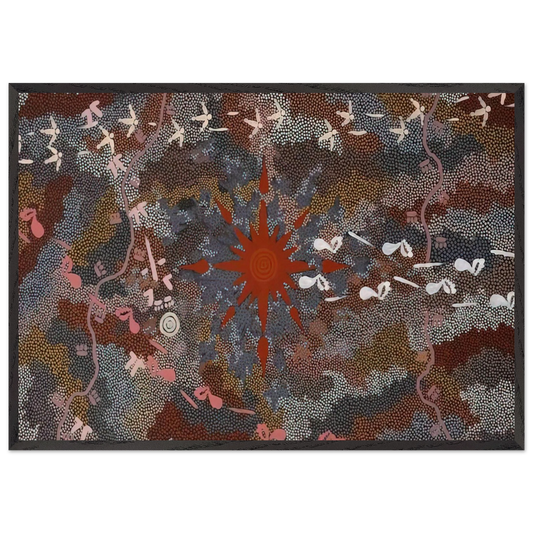Fire Dreaming - 1996 - Clifford Possum Tjapaltjarri Framed Art Print – Black Wooden Frame - Default Title - -Framed Art Print