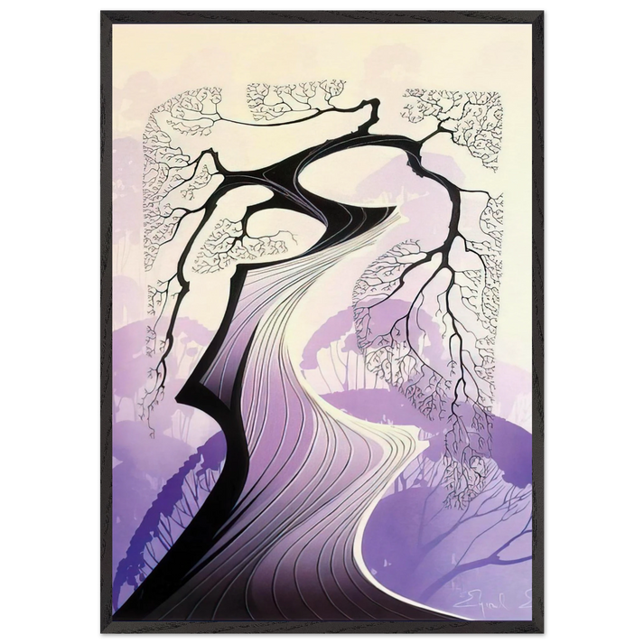Carmel Cypress - Eyvind Earle 70x100 cm / 28x40 inches Framed Art Print – Black Wooden Frame
